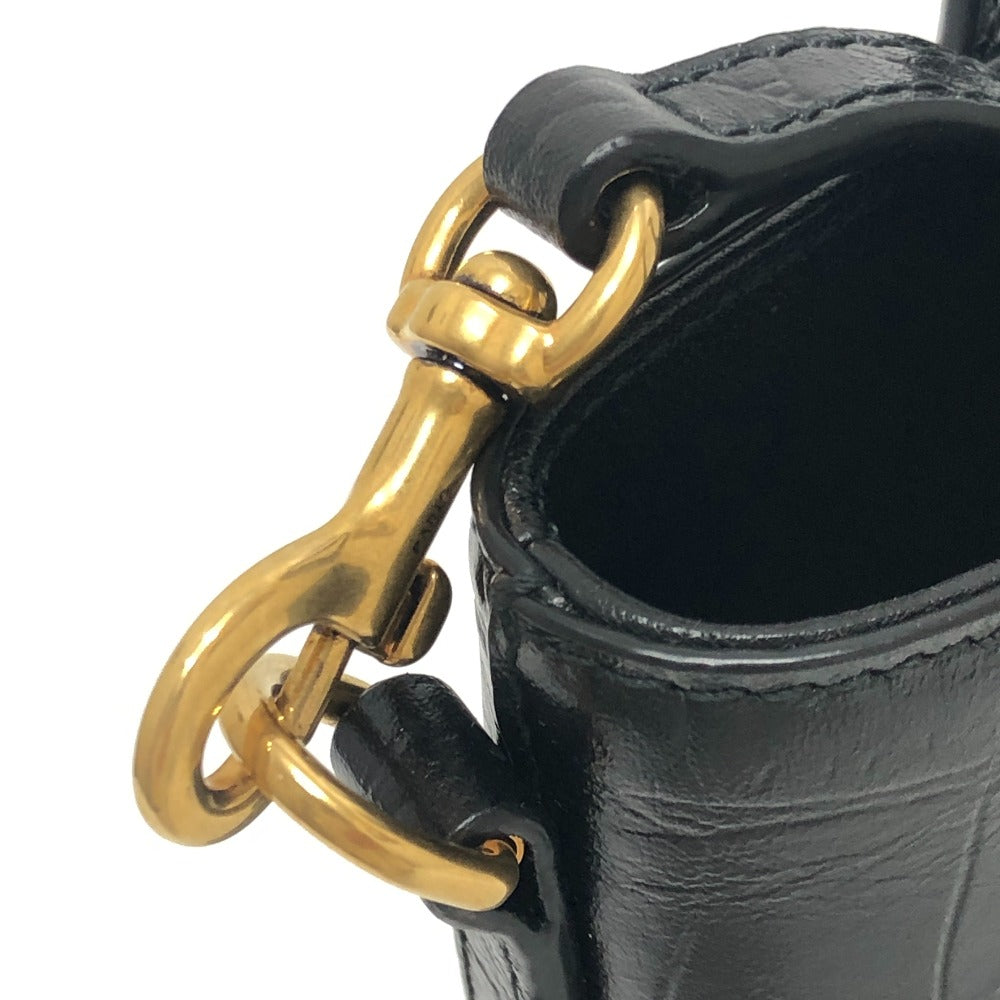 SAINT LAURENT PARIS 712367 ロゴ ミニショッピングバッグ 2WAY カバン 斜め掛け ショルダー ハンドバッグ 型押しレザー レディース ブラック