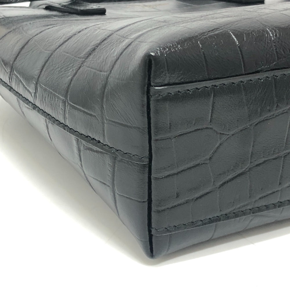 SAINT LAURENT PARIS 712367 ロゴ ミニショッピングバッグ 2WAY カバン 斜め掛け ショルダー ハンドバッグ 型押しレザー レディース ブラック