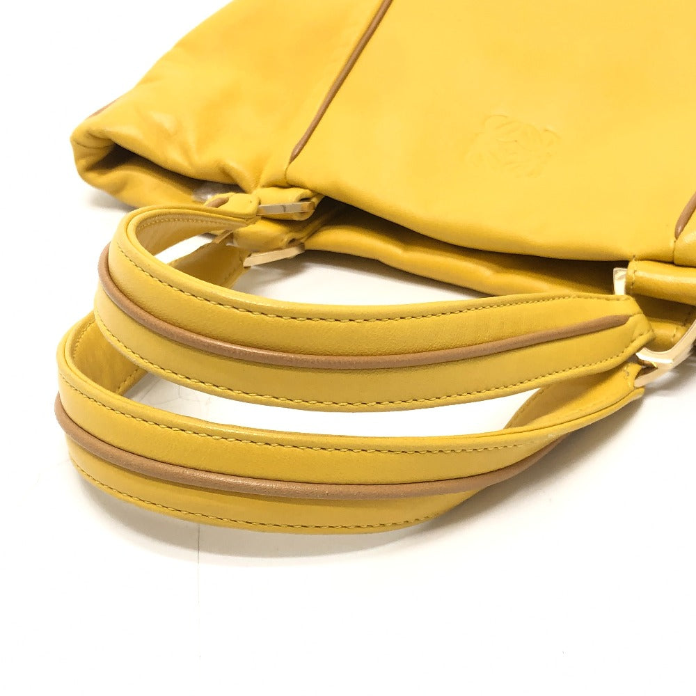 LOEWE Logo Anag Lamb Handbag, vertical, flat Tote Bag Leather yellow Used