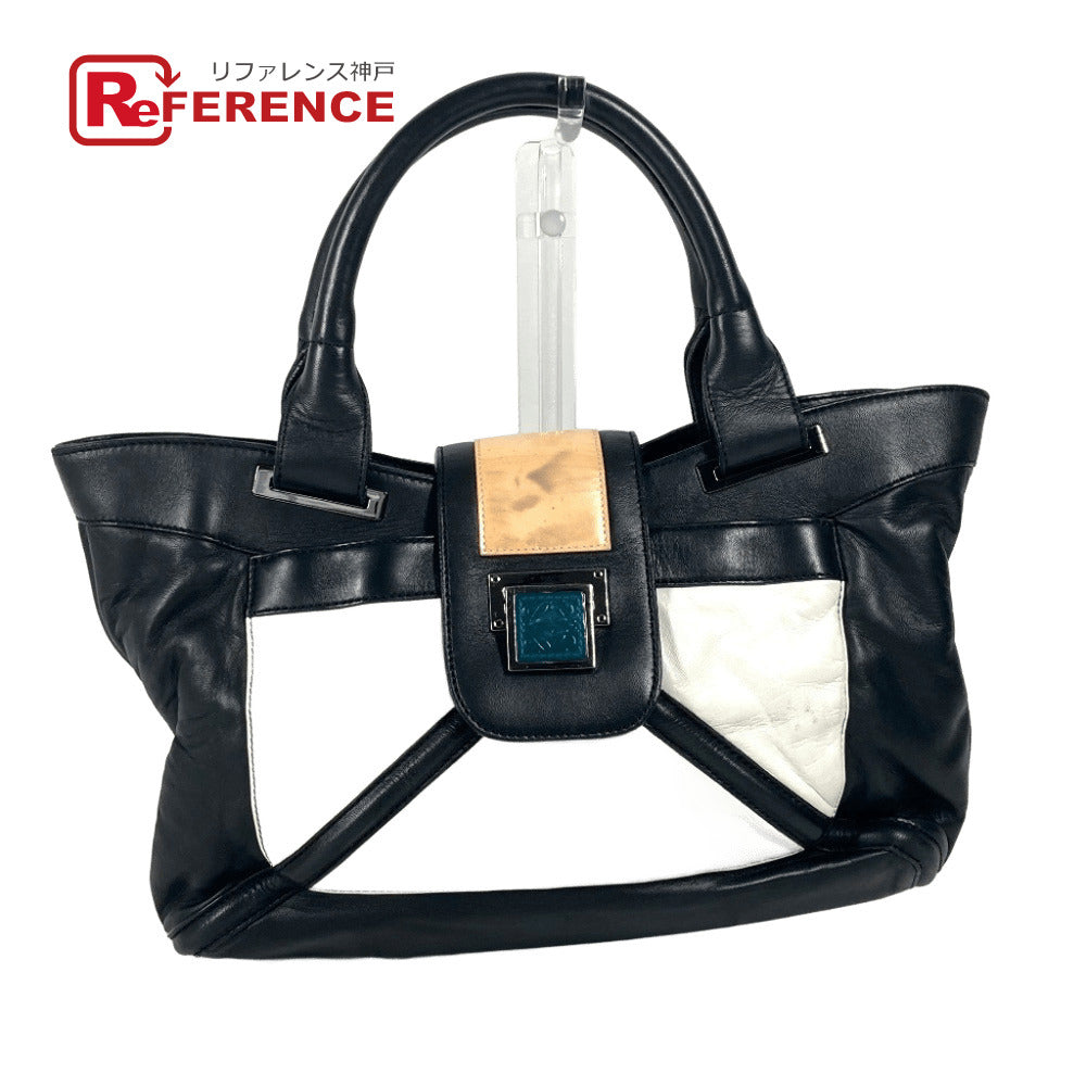 LOEWE ロゴ アナグラム カバン ハンドバッグ 肩掛け ショルダーバッグ トートバッグ レザー レディース ブラック