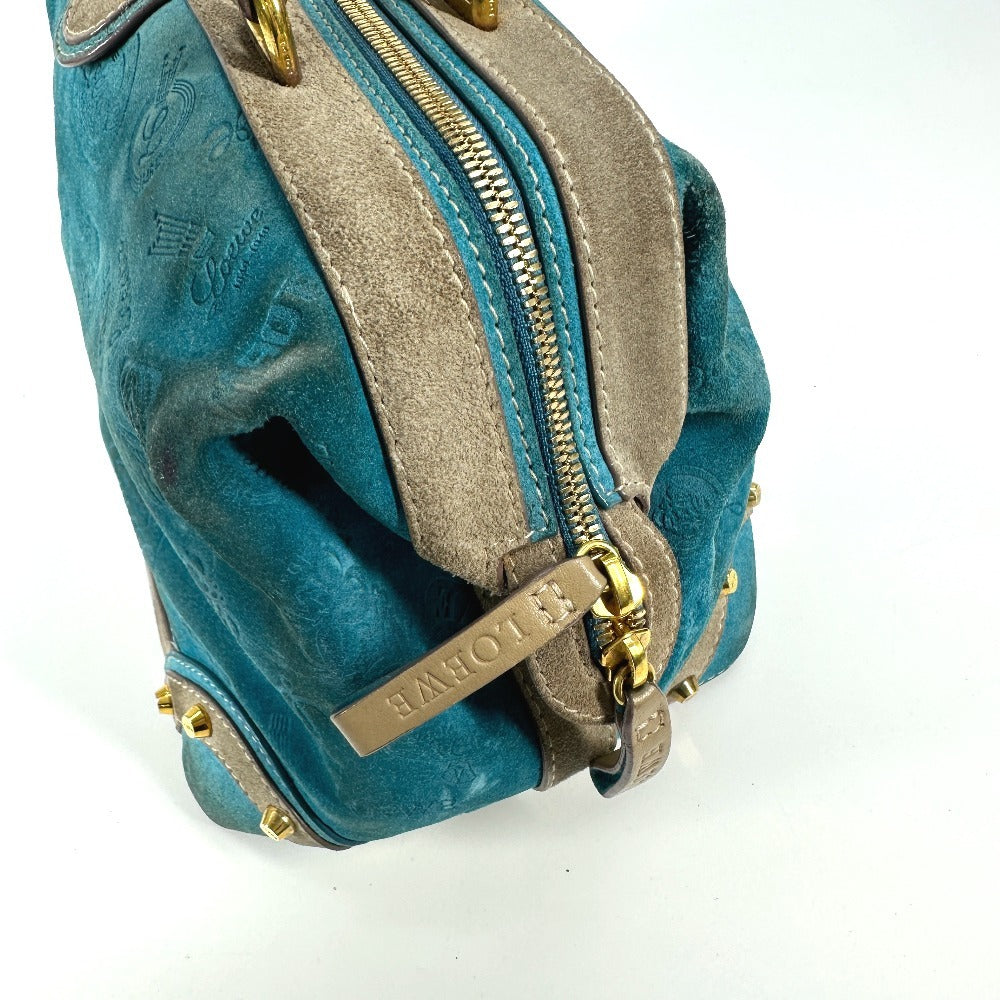 LOEWE 160周年 カバン ハンドバッグ トートバッグ ミニ ボストンバッグ レザー/スエード レディース ブルー