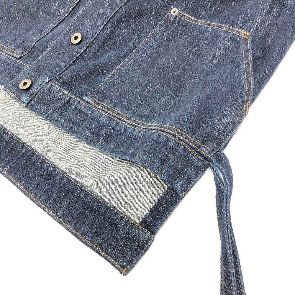 LOEWE S359Y50X77 ワークウエア デニムジャケット アパレル ロゴ レザーポケット ジャケット コットンデニム レディース ブルー