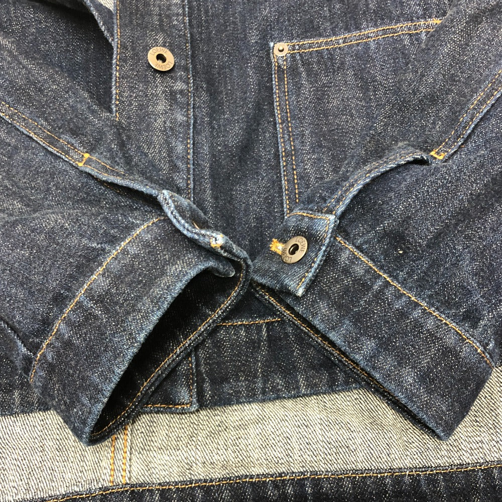 LOEWE S359Y50X77 ワークウエア デニムジャケット アパレル ロゴ レザーポケット ジャケット コットンデニム レディース ブルー