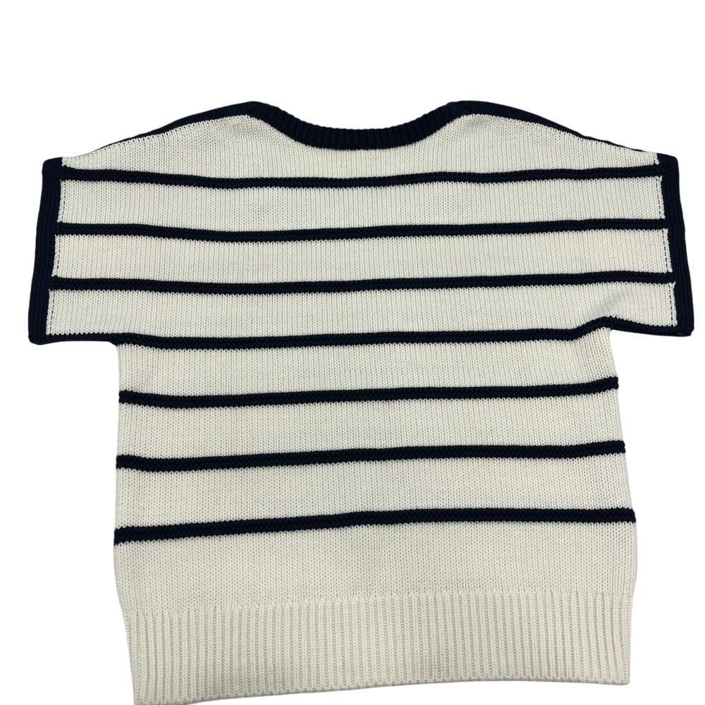 LOEWE S359Y55K79 Anagram Stripes Knit short-sleeved sleeveless apparel sweater cotton White/Navy Used