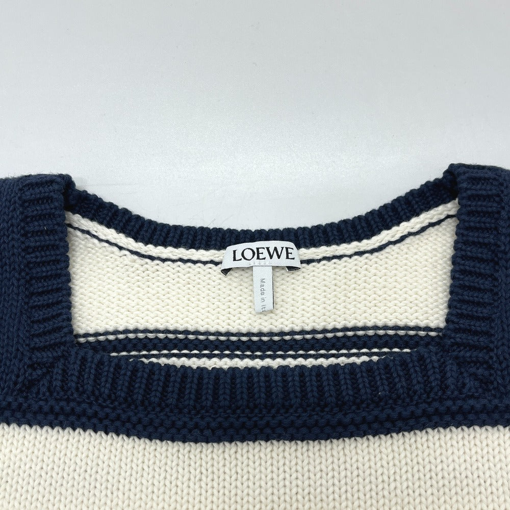 LOEWE S359Y55K79 Anagram Stripes Knit short-sleeved sleeveless apparel sweater cotton White/Navy Used