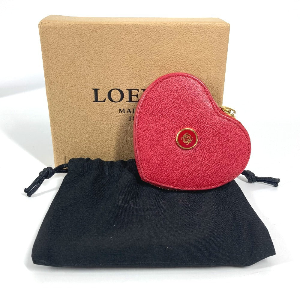 LOEWE アナグラムロゴ ハート 財布 小銭入れ コインケース レザー レディース レッド