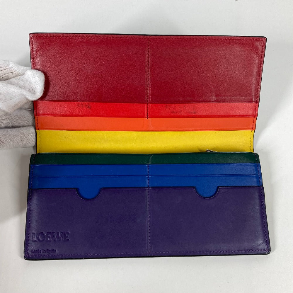 LOEWE ロングウォレット レインボー アナグラム 2つ折り 長財布 レザー メンズ ブラック