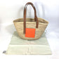 LOEWE A223S92X01 Anagram Shoulder Bag, Medium Basket Bag, Straw Tote Bag, Women's, Orange