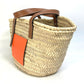 LOEWE A223S92X01 Anagram Shoulder Bag, Medium Basket Bag, Straw Tote Bag, Women's, Orange