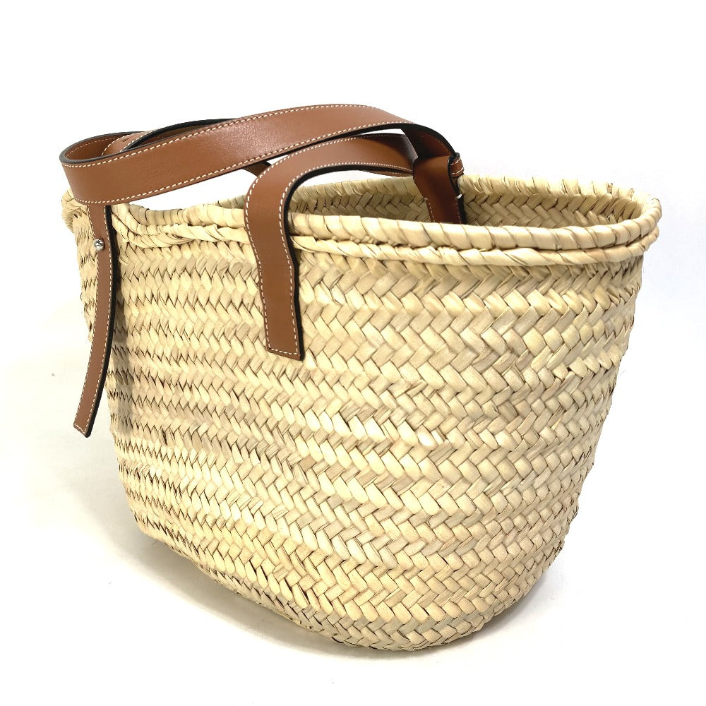 LOEWE A223S92X01 Anagram Shoulder Bag, Medium Basket Bag, Straw Tote Bag, Women's, Orange