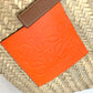 LOEWE A223S92X01 Anagram Shoulder Bag, Medium Basket Bag, Straw Tote Bag, Women's, Orange