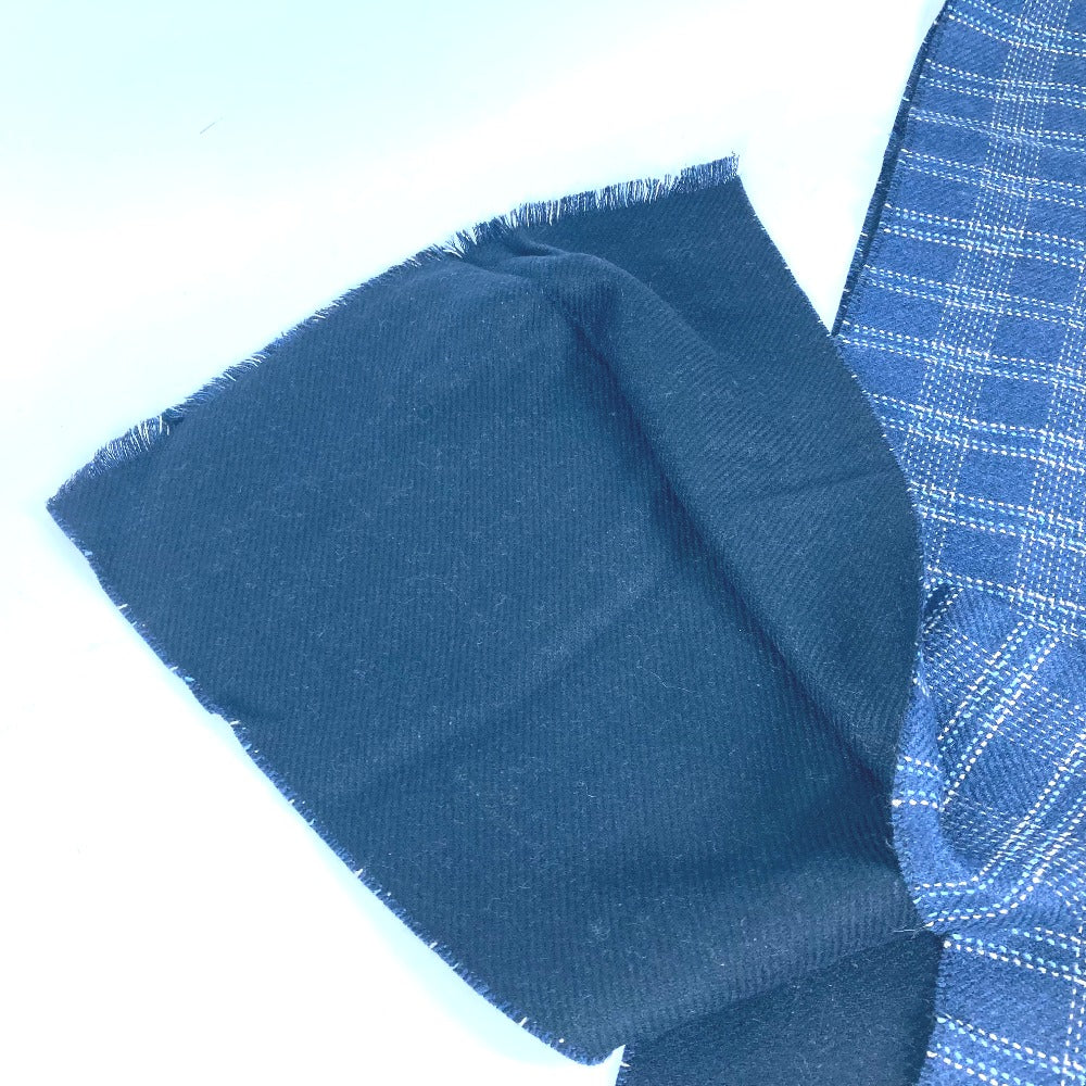 LOEWE アナグラム チェック フリンジ マフラー ウール ユニセックス ブルー - brandshop-reference