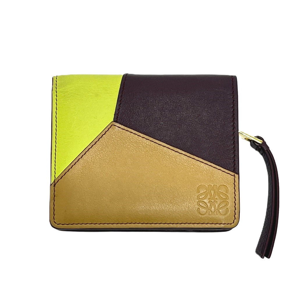 LOEWE C510Z41X01 Puzzle Compact Zip Wallet Mini Wallet Bi-fold Wallet Foldable Wallet 2-fold Wallet Leather Women's Multicolor