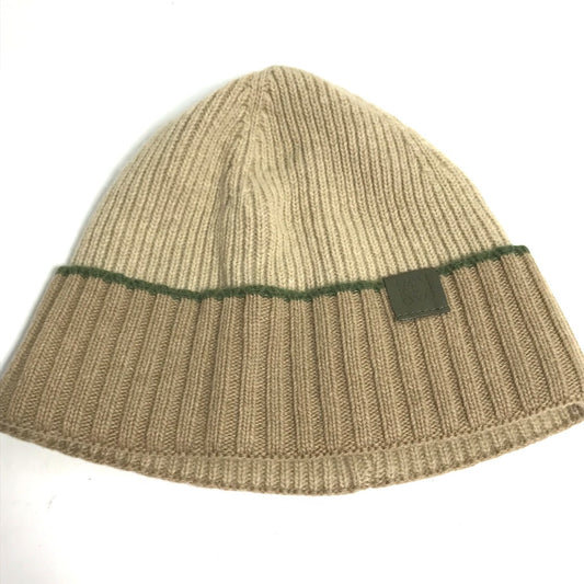 LOEWE Anagram Logo Beanie Hat, Knit Cap, Wool, Women's, Beige