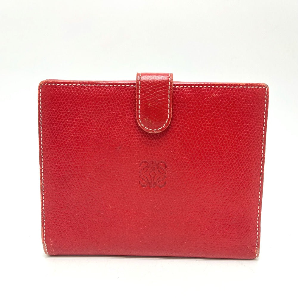 LOEWE Anagram Wallet, Compact Wallet, Bifold Wallet, Leather, Women's, Red