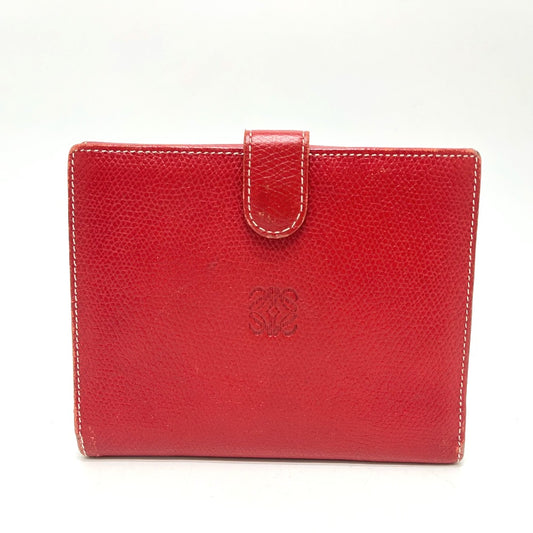 LOEWE アナグラム 財布 ウォレット コンパクトウォレット 2つ折り財布 レザー レディース レッド