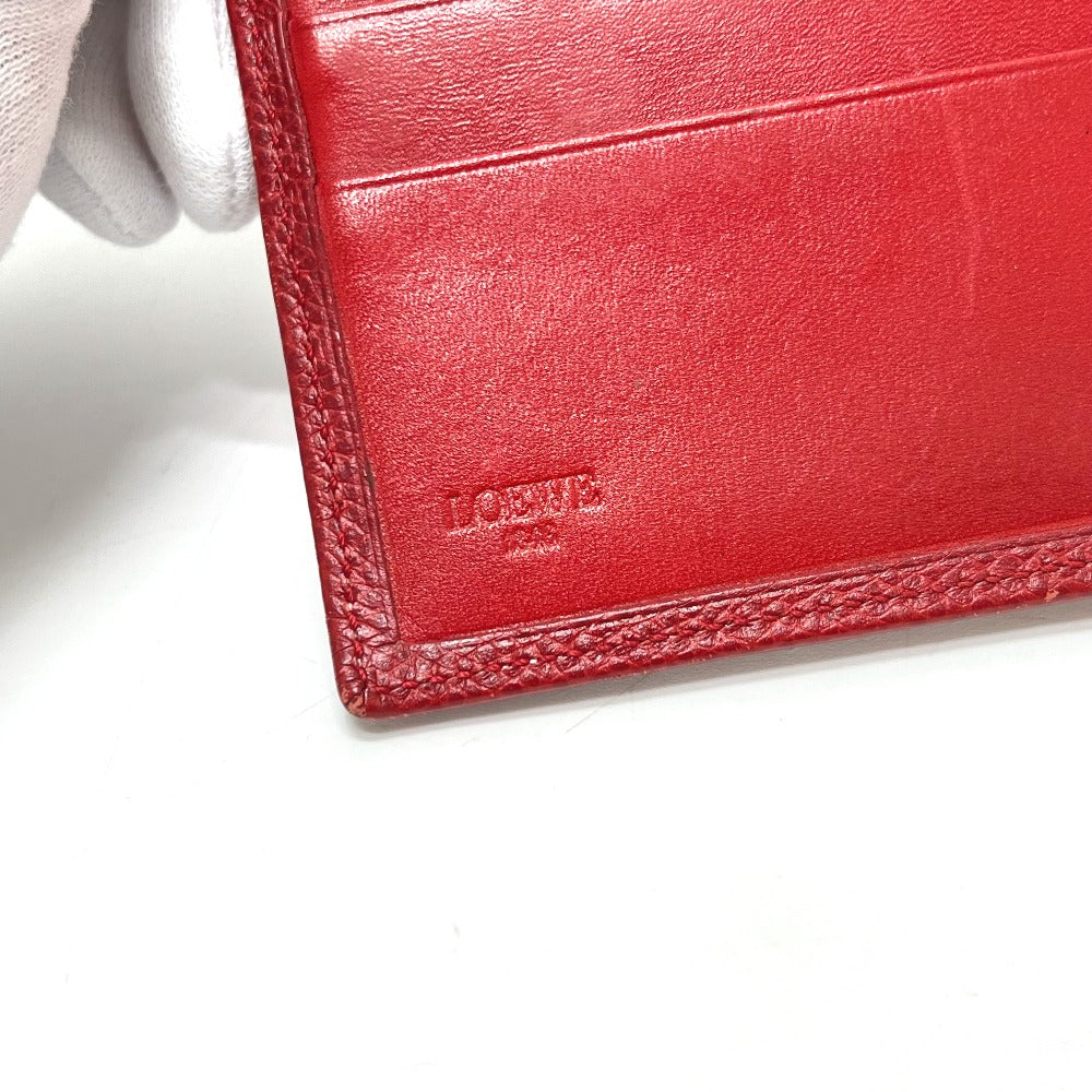 LOEWE Anagram Wallet, Compact Wallet, Bifold Wallet, Leather, Women's, Red