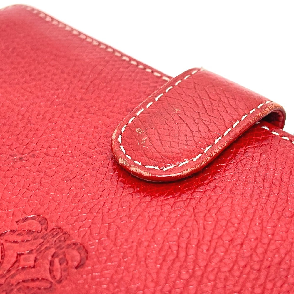 LOEWE Anagram Wallet, Compact Wallet, Bifold Wallet, Leather, Women's, Red