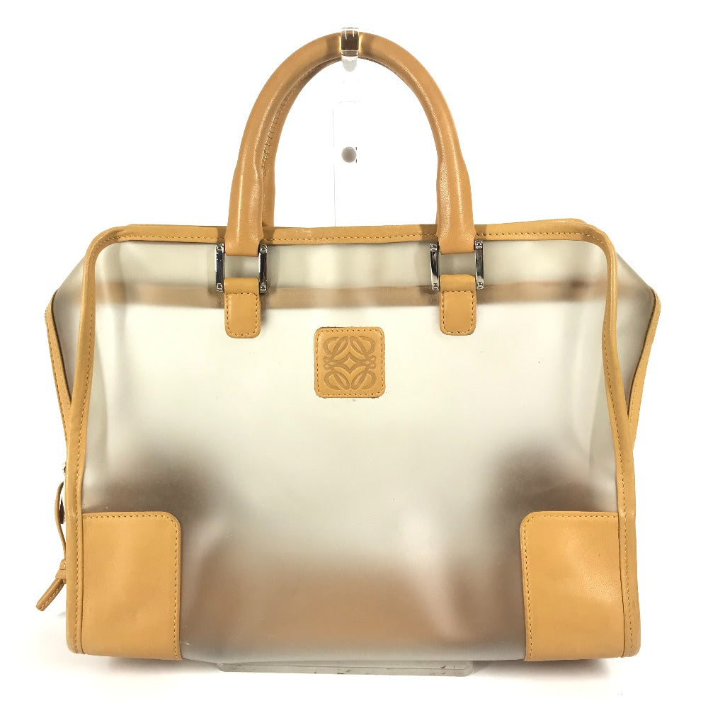 LOEWE 160周年限定 ミニボストンバッグ カバン アマソナ ロゴ ハンドバッグ ビニール/レザー レディース ベージュ