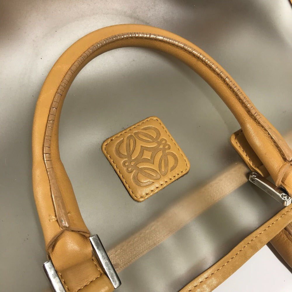 LOEWE 160周年限定 ミニボストンバッグ カバン アマソナ ロゴ ハンドバッグ ビニール/レザー レディース ベージュ