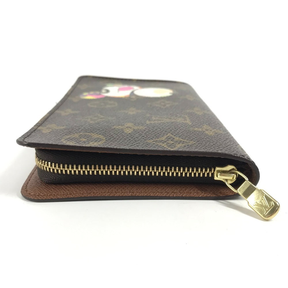 LOUIS VUITTON M61729 Monogram Panda Takashi Murakami Porte Monne Zip Long Wallet Round Zipper Monogram Canvas Women's Brown