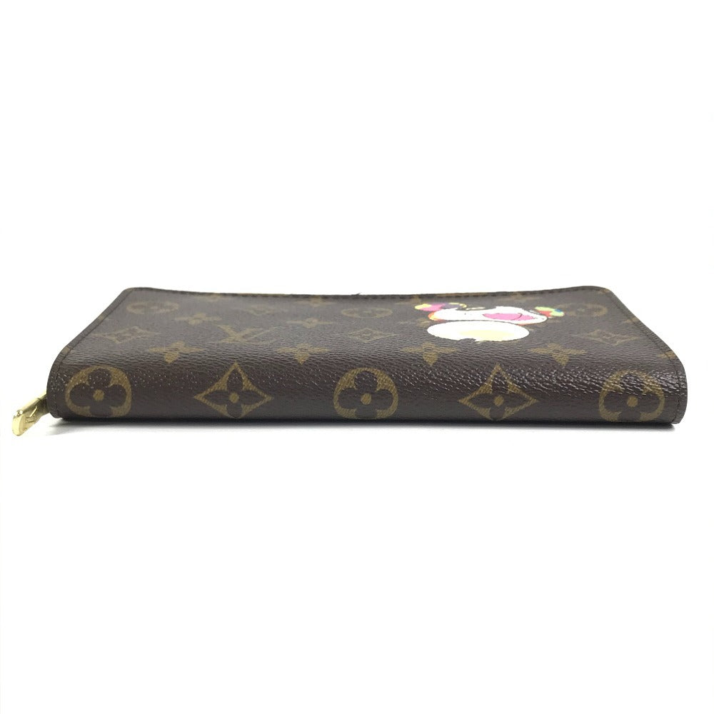 LOUIS VUITTON M61729 Monogram Panda Takashi Murakami Porte Monne Zip Long Wallet Round Zipper Monogram Canvas Women's Brown