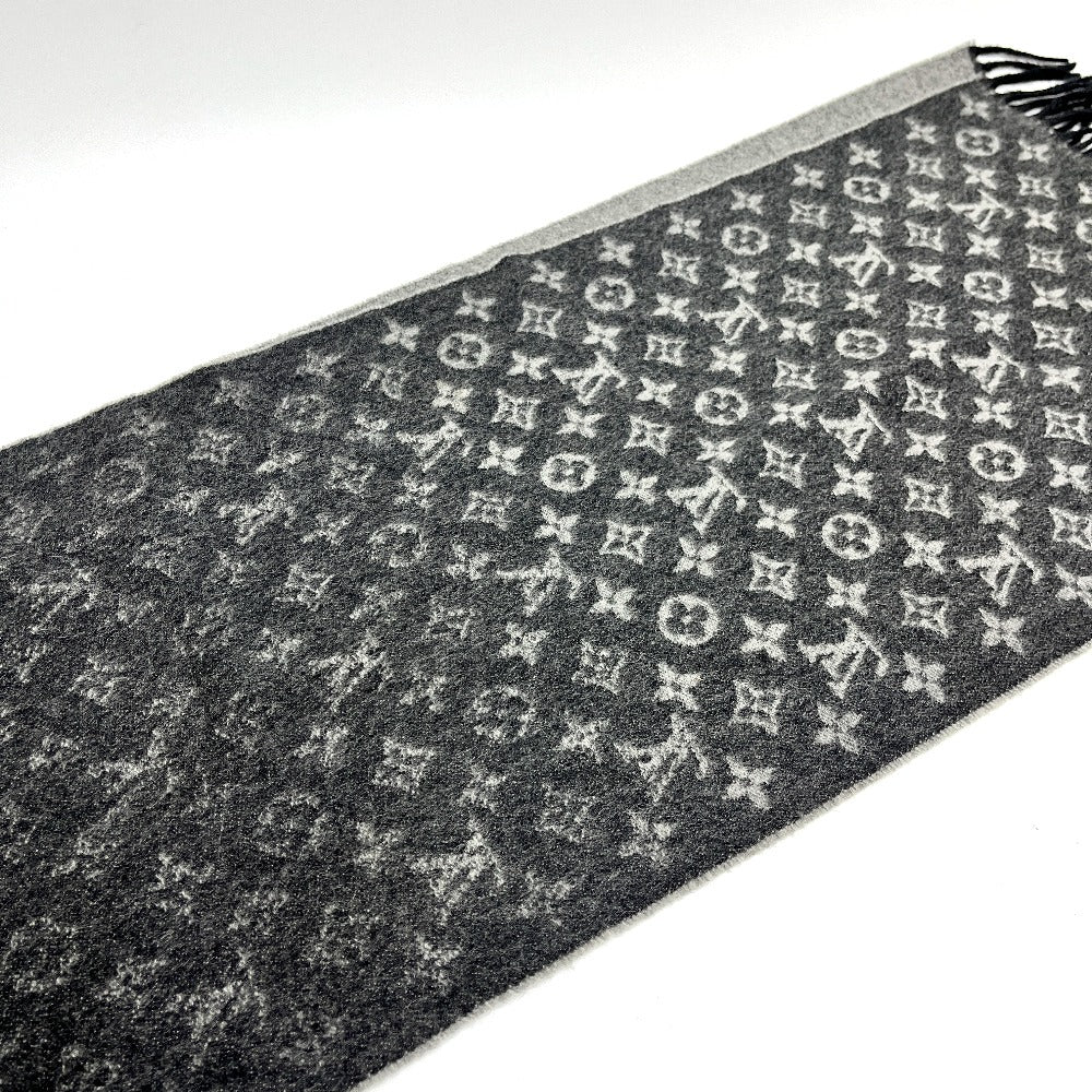 LOUIS VUITTON M75900 Echarpe Monogram Gradient Wool/Cashmere Scarf, Women's, Black
