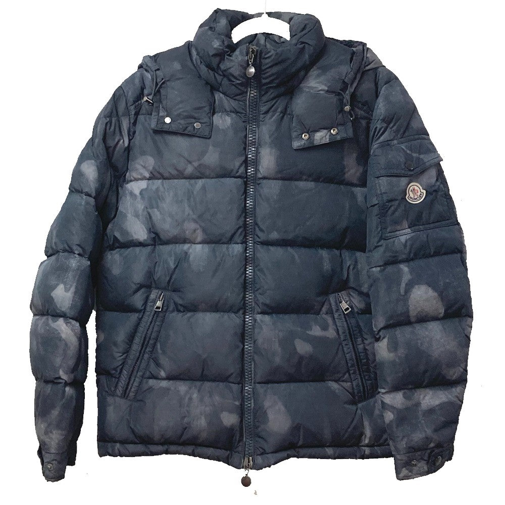 MONCLER 53214 Camouflage MAYA Hooded Down Jacket for Men, Gray