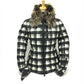 MONCLER 4684925 SELUNE Tricolor Fur Down Jacket, Women's, White and Green