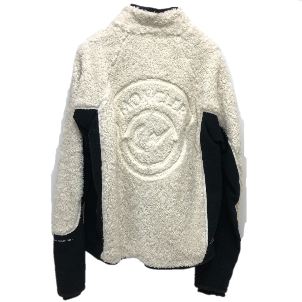 MONCLER 長袖 7 Moncler Frgmt Hiroshi Fujiwara コレクション オフホワイト ロゴ ジップアップ ボア アパレル アウター ジャケット ポリエステル メンズ ホワイト