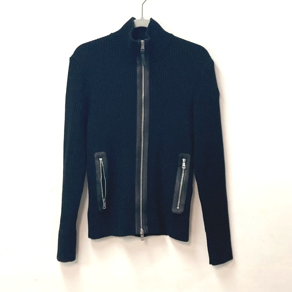 MONCLER Men's Midweight Wool Zip-Up Jacket in Black