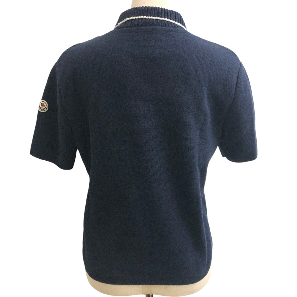 MONCLER Logo Patch Apparel Top Knit Collar Short Sleeve Knit Polo Polo Shirt Cotton Women's Navy