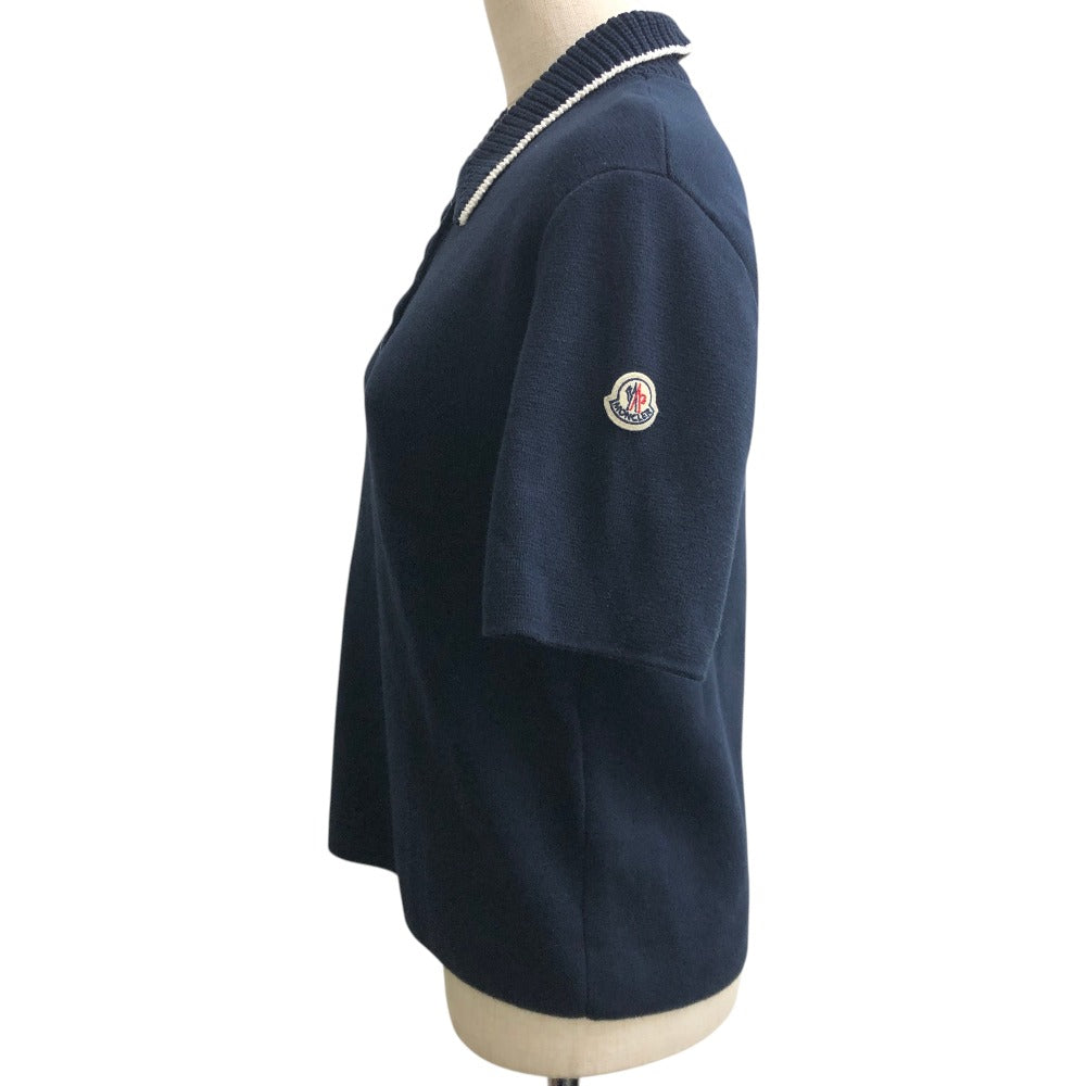 MONCLER Logo Patch Apparel Top Knit Collar Short Sleeve Knit Polo Polo Shirt Cotton Women's Navy