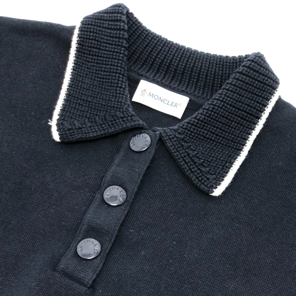 MONCLER Logo Patch Apparel Top Knit Collar Short Sleeve Knit Polo Polo Shirt Cotton Women's Navy