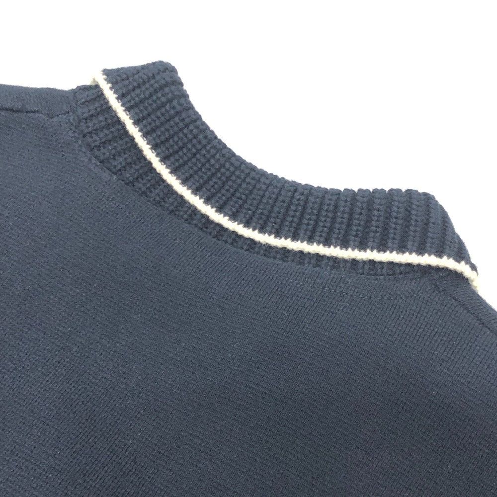 MONCLER Logo Patch Apparel Top Knit Collar Short Sleeve Knit Polo Polo Shirt Cotton Women's Navy