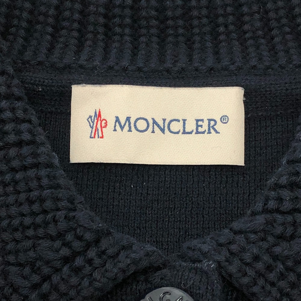 MONCLER Logo Patch Apparel Top Knit Collar Short Sleeve Knit Polo Polo Shirt Cotton Women's Navy