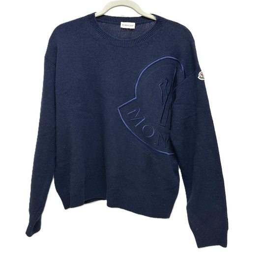 MONCLER C-TIND-23-298 ロゴ刺繍 長袖 アパレル セーター ウール レディース ネイビー