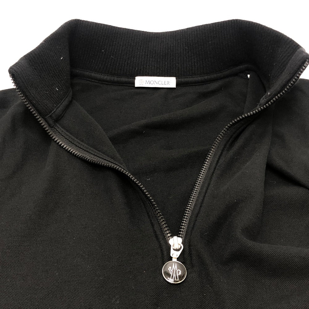 MONCLER ハーフジップ アパレル トップス Tシャツ ロゴ ワッペン 半袖シャツ コットン メンズ ブラック