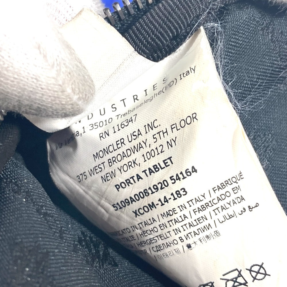 MONCLER ロゴ タブレットケース クラッチバッグ ポーチ ナイロン ユニセックス ブルー