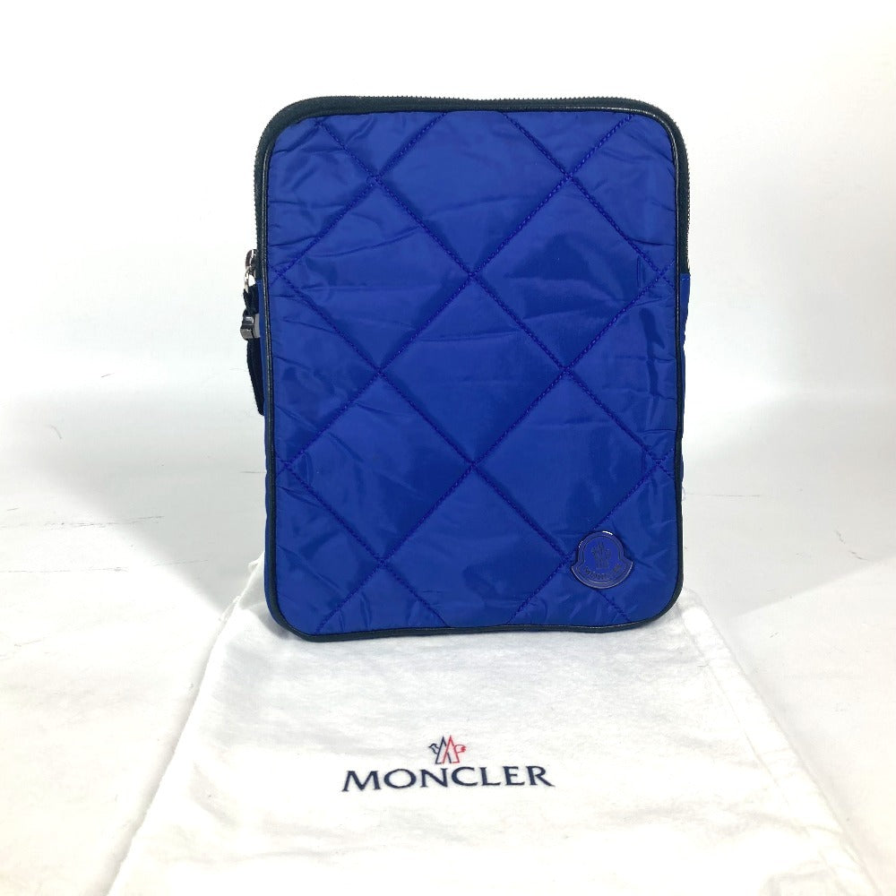 MONCLER ロゴ タブレットケース クラッチバッグ ポーチ ナイロン ユニセックス ブルー