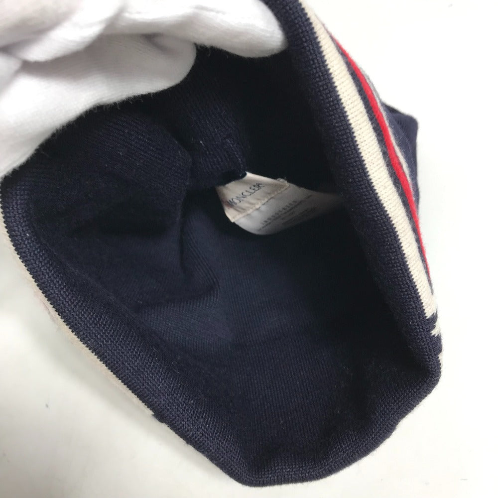 MONCLER Logo Beanie Hat, Knit Cap, Wool Knit Hat, Women's, Navy