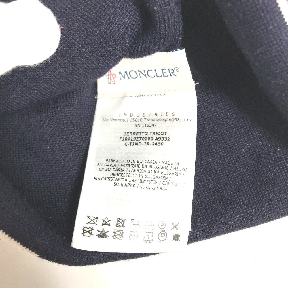 MONCLER Logo Beanie Hat, Knit Cap, Wool Knit Hat, Women's, Navy