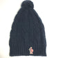 MONCLER Pom-Pom Logo Beanie Hat, Knit Cap, Wool Knit Hat, Women's, Navy