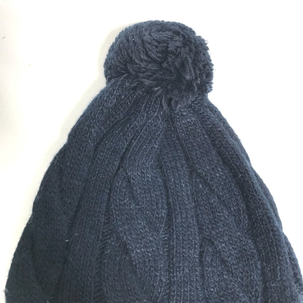 MONCLER Pom-Pom Logo Beanie Hat, Knit Cap, Wool Knit Hat, Women's, Navy