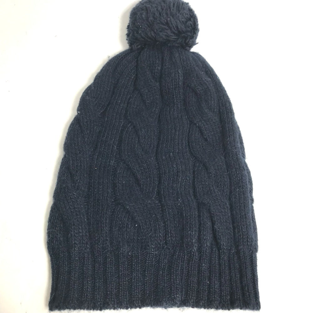MONCLER Pom-Pom Logo Beanie Hat, Knit Cap, Wool Knit Hat, Women's, Navy