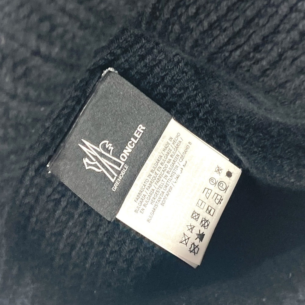MONCLER logo patch beanie hat, knit cap, wool knit hat, women's, black