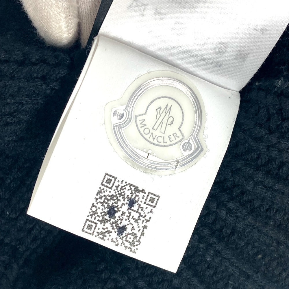 MONCLER logo patch beanie hat, knit cap, wool knit hat, women's, black