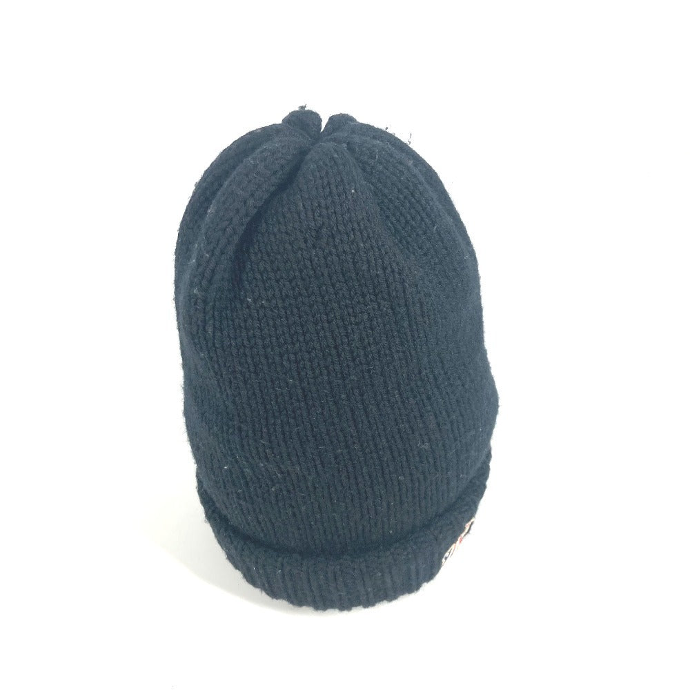 MONCLER logo patch beanie hat, knit cap, wool knit hat, women's, black