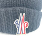 MONCLER logo patch beanie hat, knit cap, wool knit hat, women's, black