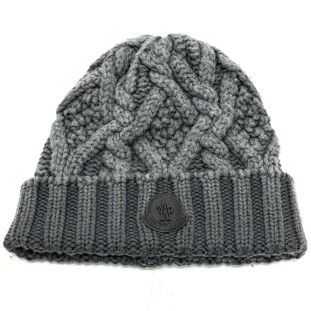 MONCLER Logo Knitted Apparel Beanie Wool Women's Gray